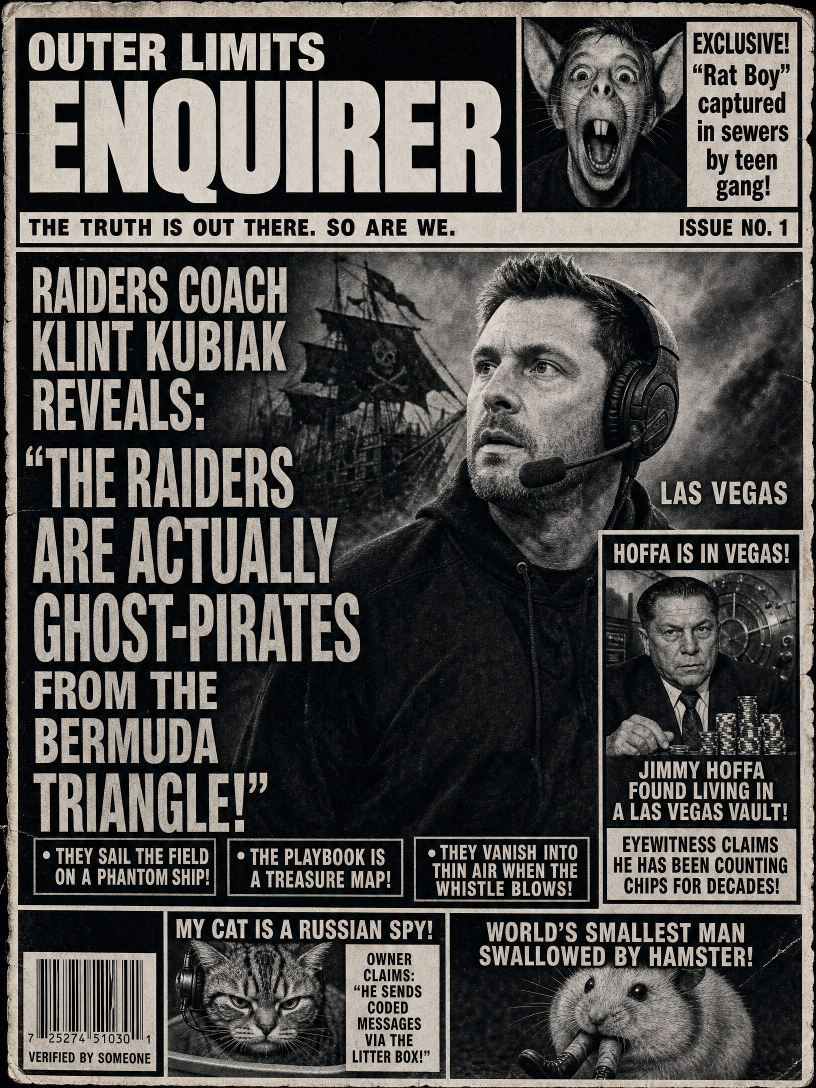 Outer Limits Enquirer — Raiders edition front page